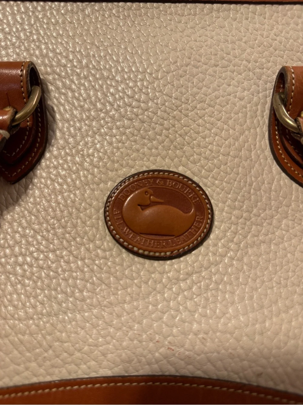 Vintage Dooney & Bourke All Weather Leather Satchel – Cream / British Tan